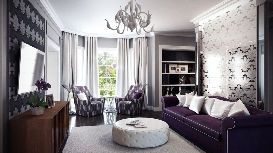 Черные вензеля в интерьере гостиной