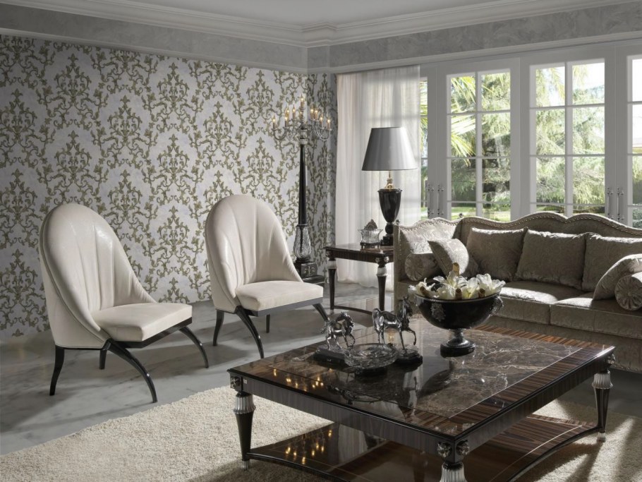 Багет в интерьере гостиной