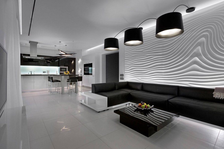 Черно белый интерьер