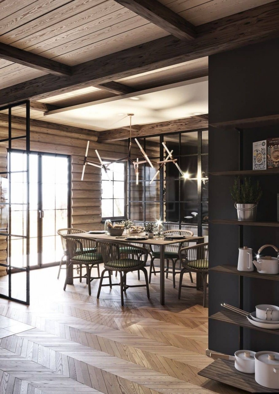 Зеленый с деревом в интерьере