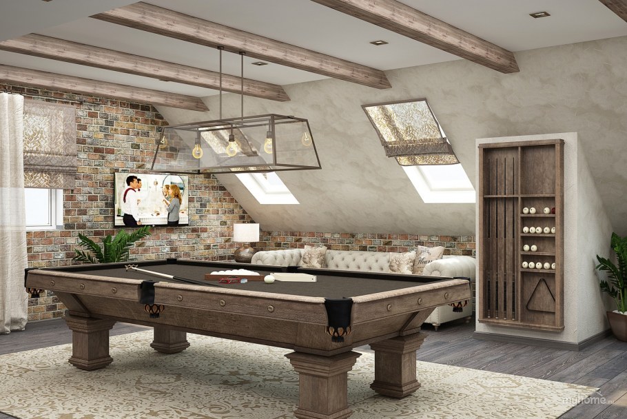 Гостиная с бильярдным столом