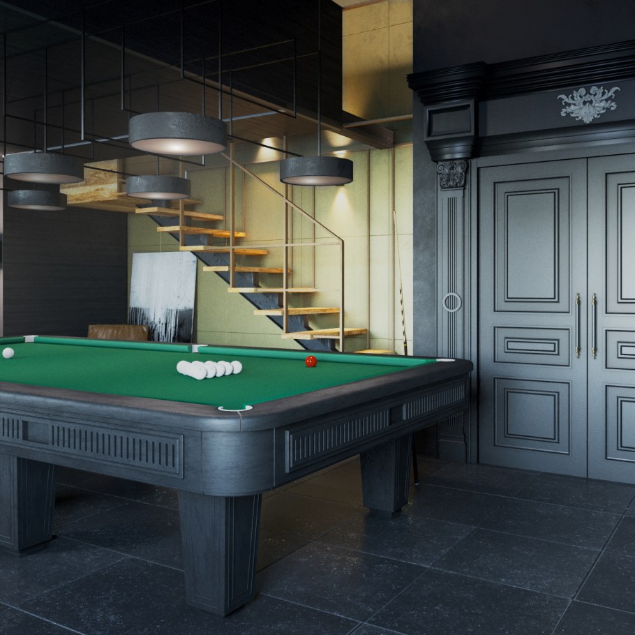 Бильярдная комната в стиле лофт