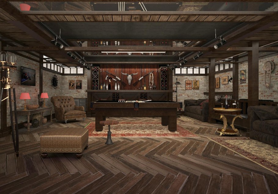 Бильярдная комната в стиле Шале