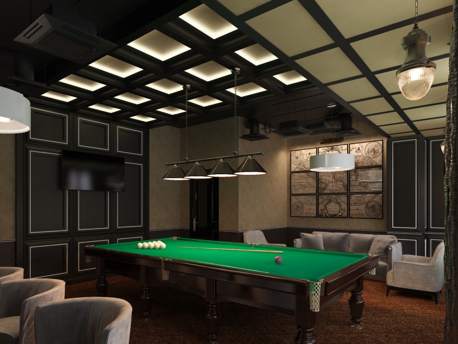 Бильярдная в доме из бруса