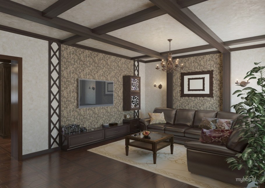 Отделка гостиной в частном доме