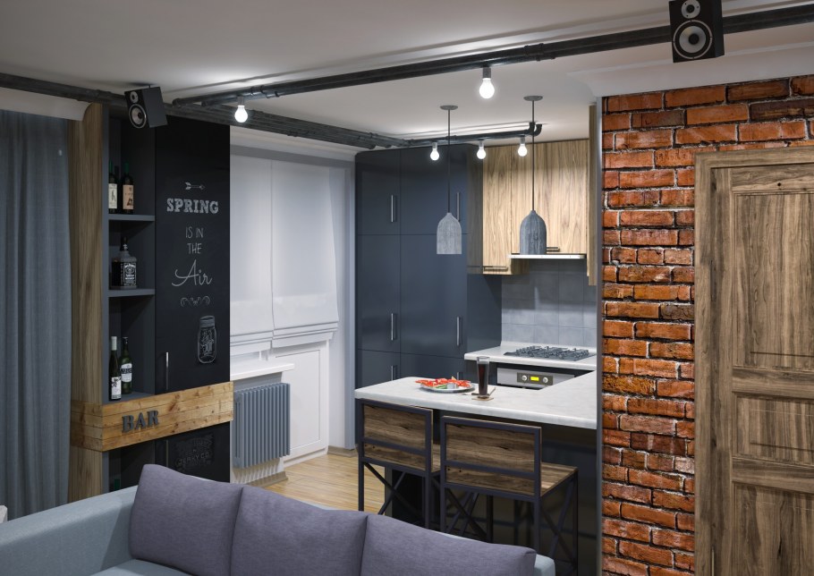 Небольшая холостяцкая квартира лофт