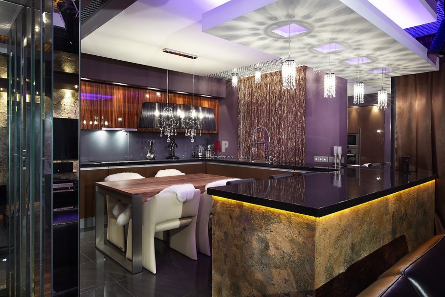 Стиль гламур в интерьере кухни