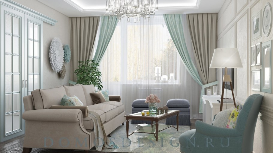 Бирюзовый текстиль в интерьере