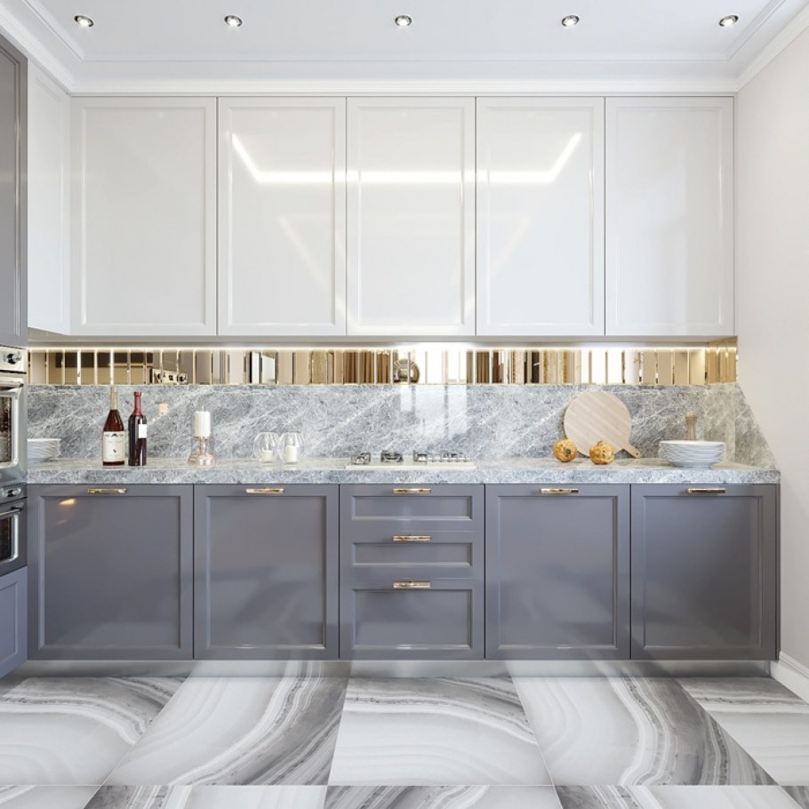 Светло серая кухня