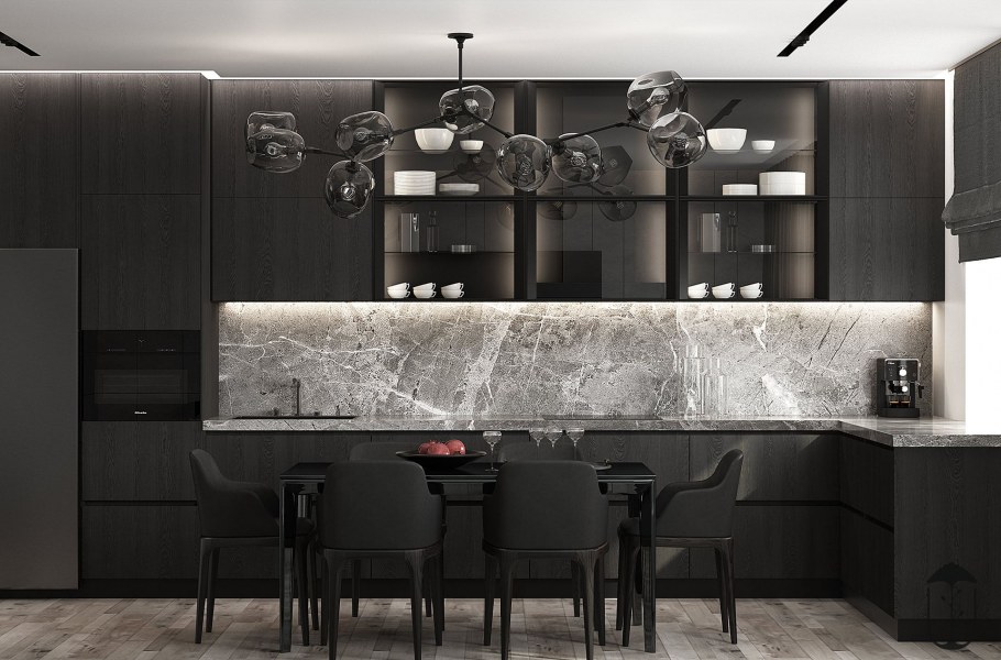 Темный фартук на кухне