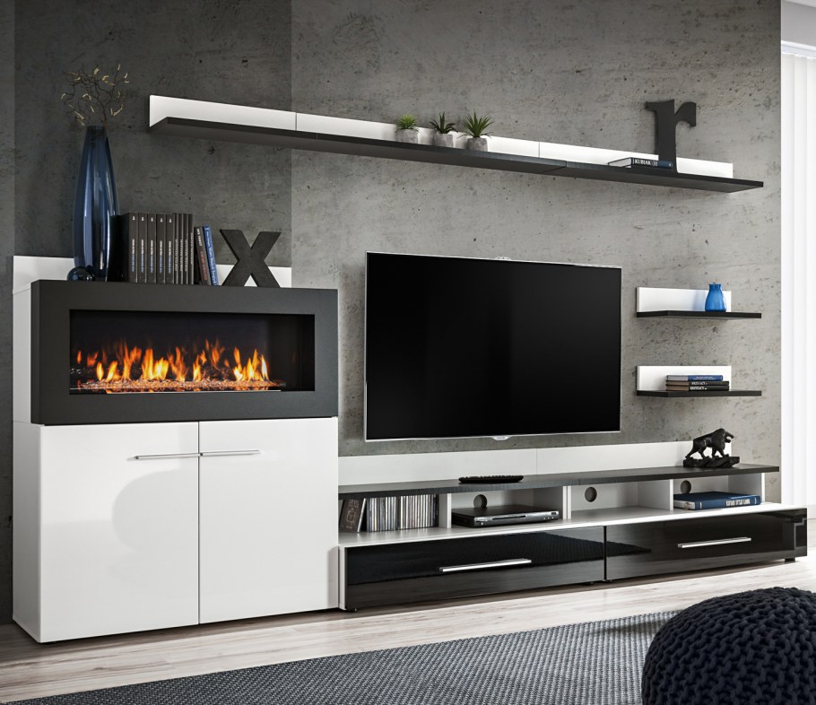 Горка с камином в гостиную