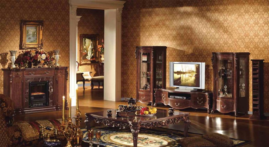 Витрины в гостиную с камином