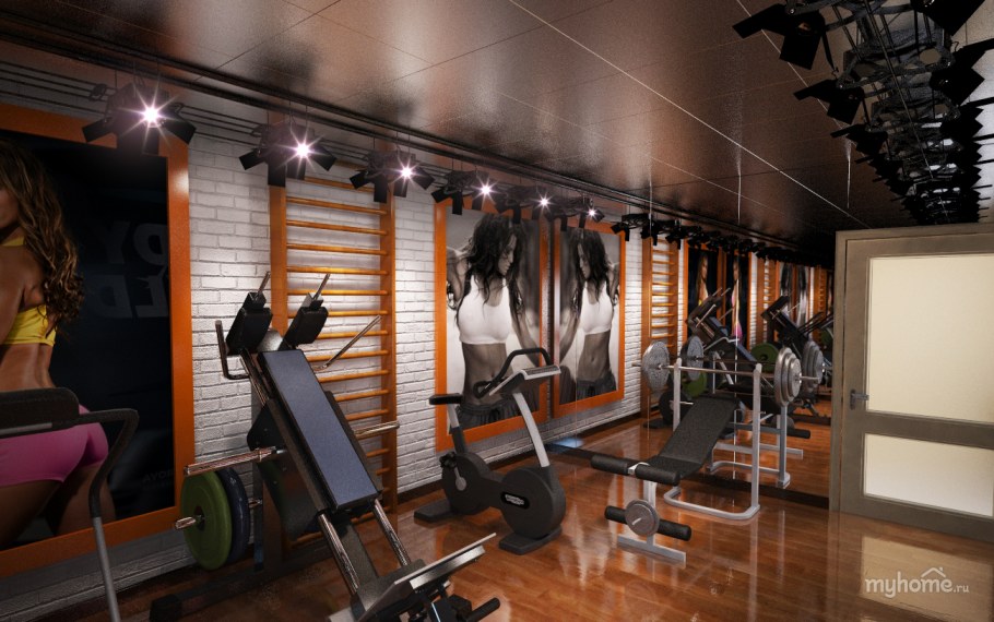 Домашний тренажерный зал в стиле лофт