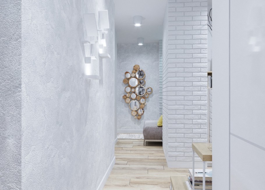 Белая декоративная штукатурка в интерьере