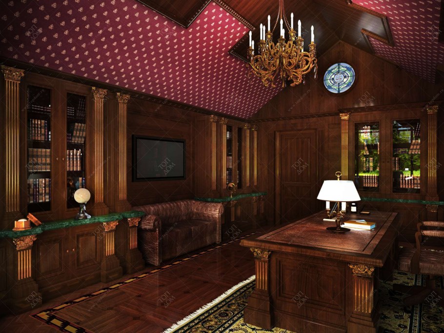 Интерьер кабинета в колониальном стиле