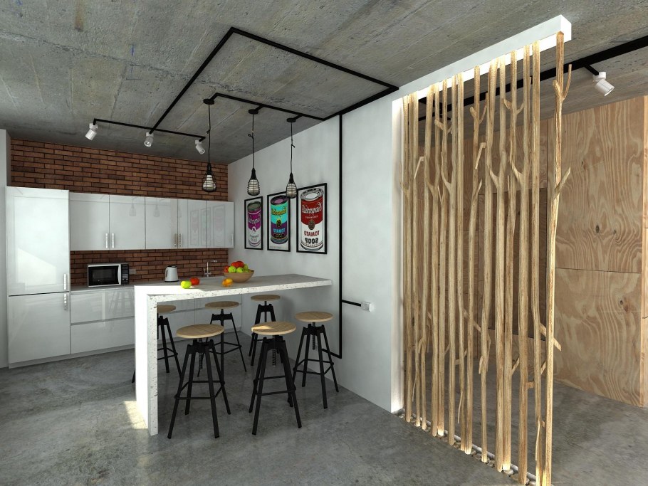Деревянные перегородки в стиле лофт