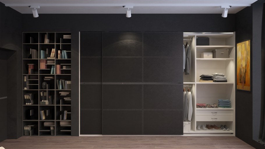 Встроенный шкаф с открытыми полками