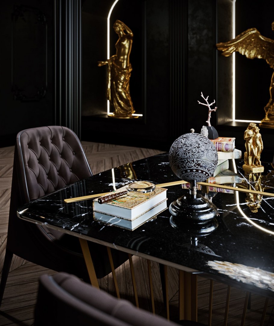 Черно золотой интерьер