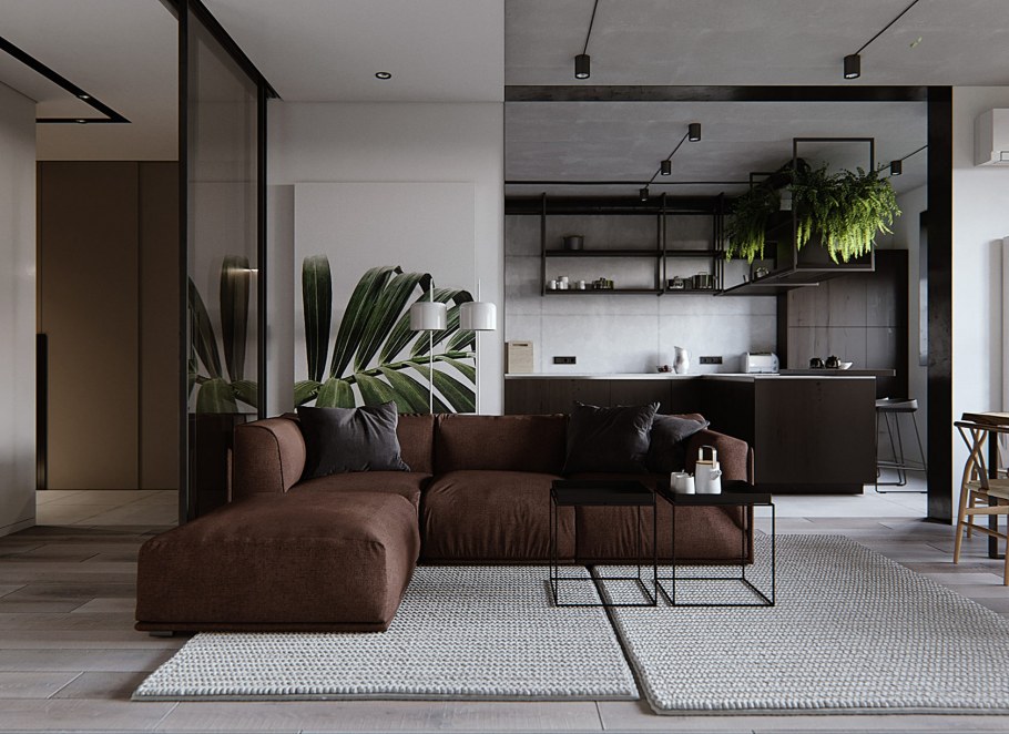 Интерьер гостиной 2020 лофт