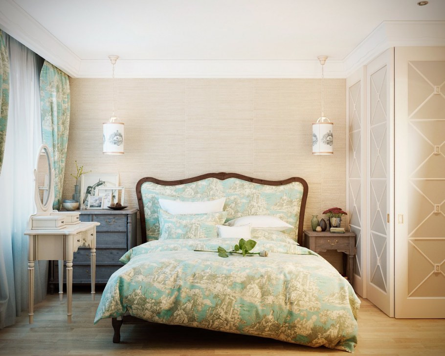 Спальня на мансарде в стиле Прованс