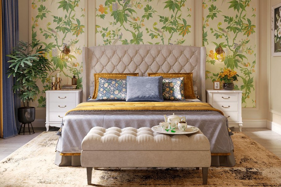 Английский стиль в интерьере спальни