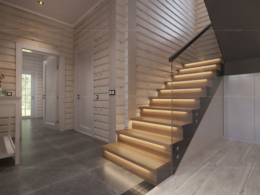 Лестница из клееного бруса