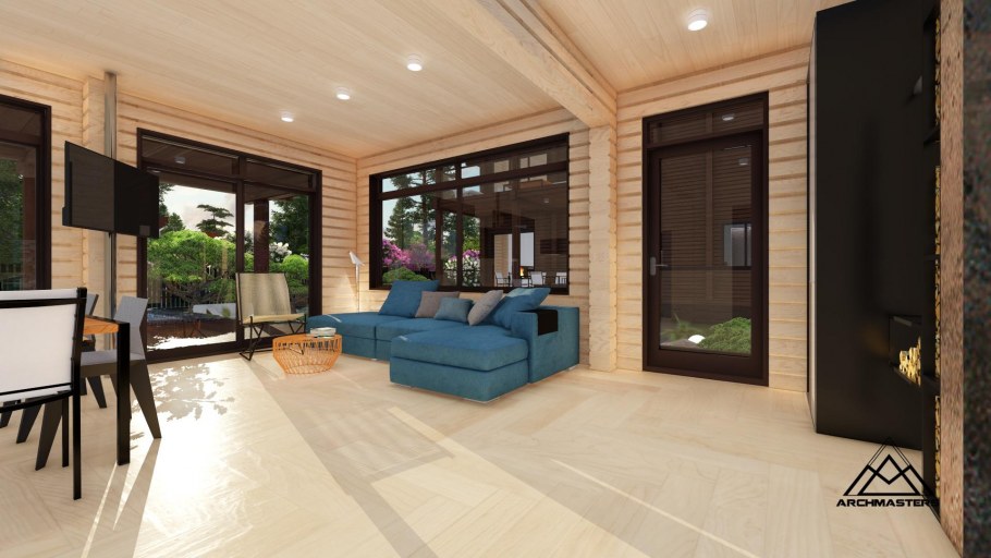 Одно этажный дом из бруса веутри