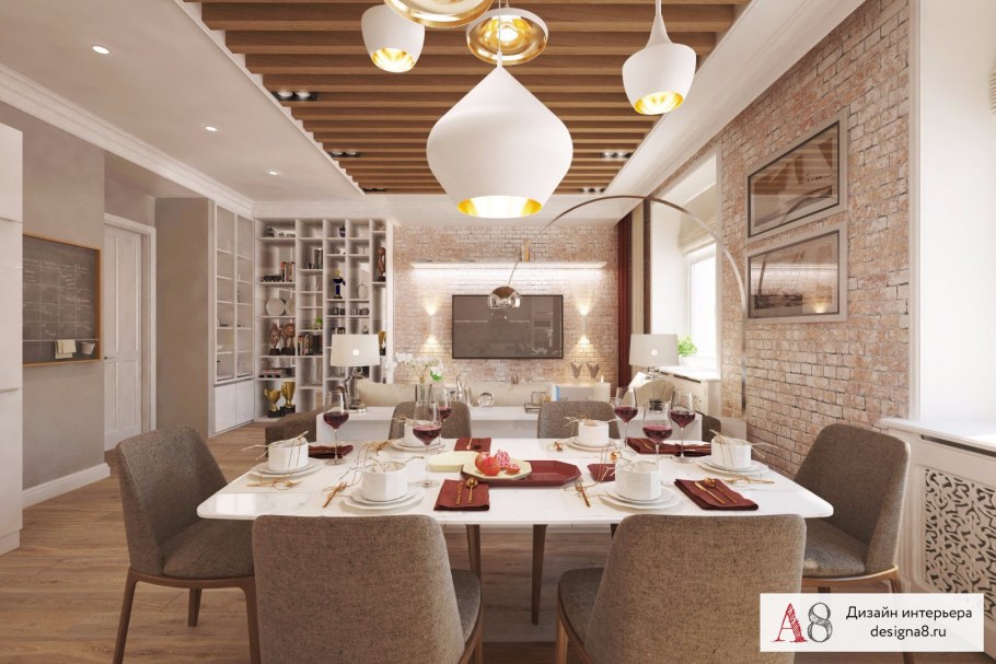 Кухня гостиная в европейском стиле