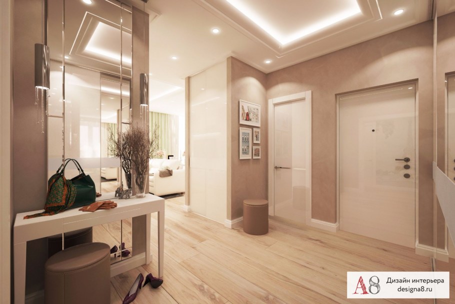 Интерьер прихожей в трехкомнатной квартире
