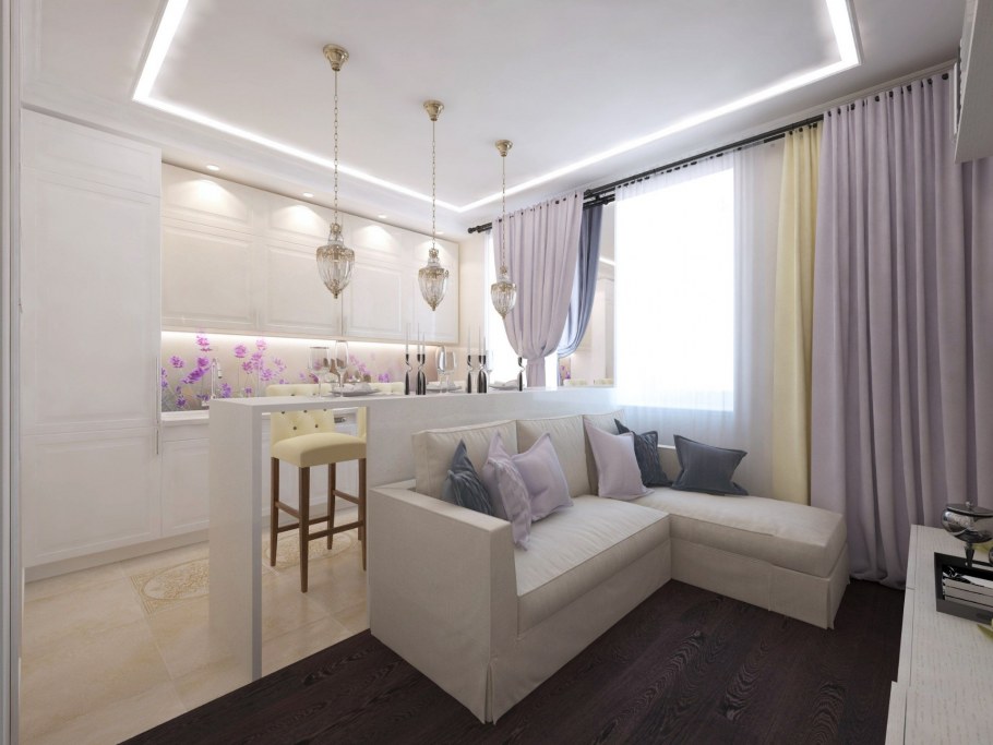 Кухня-гостиная в трехкомнатной квартире