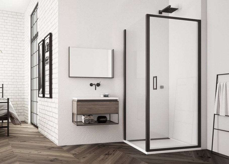 Черно белая душевая комната