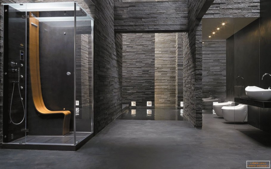 Черная ванная комната интерьер