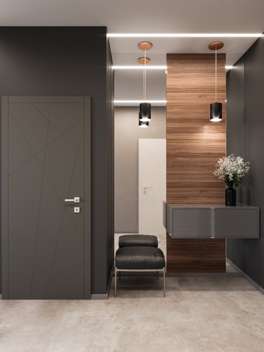 Дверь белая с фрезеровкой современная 3