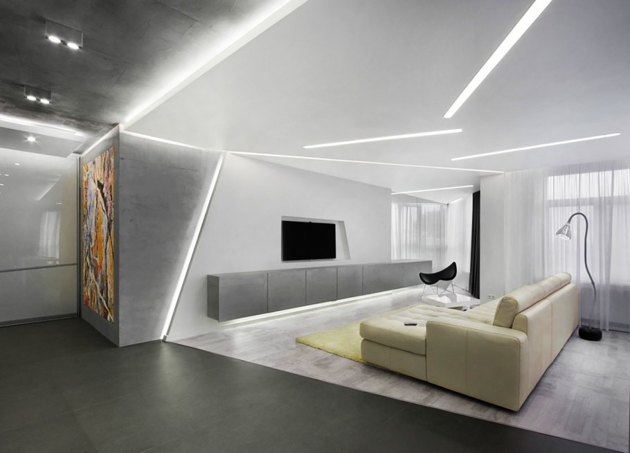 Линейные светильники светодиодные в интерьере квартиры