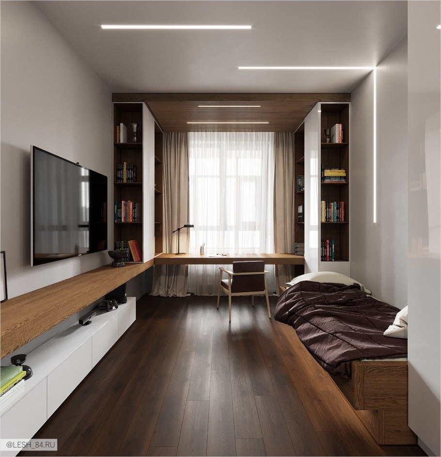 Узкая прямоугольная комната