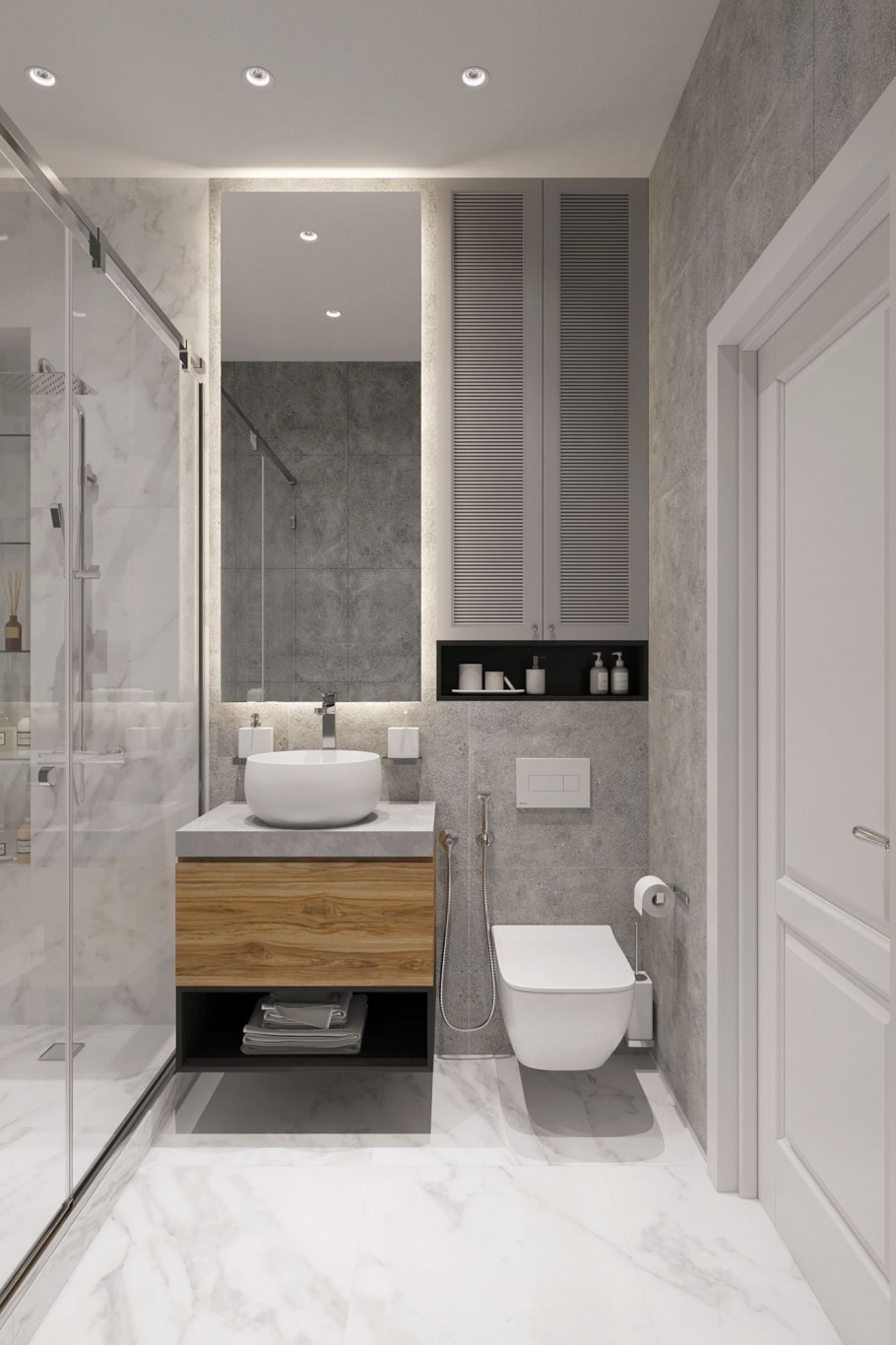 Современная небольшая ванная комната