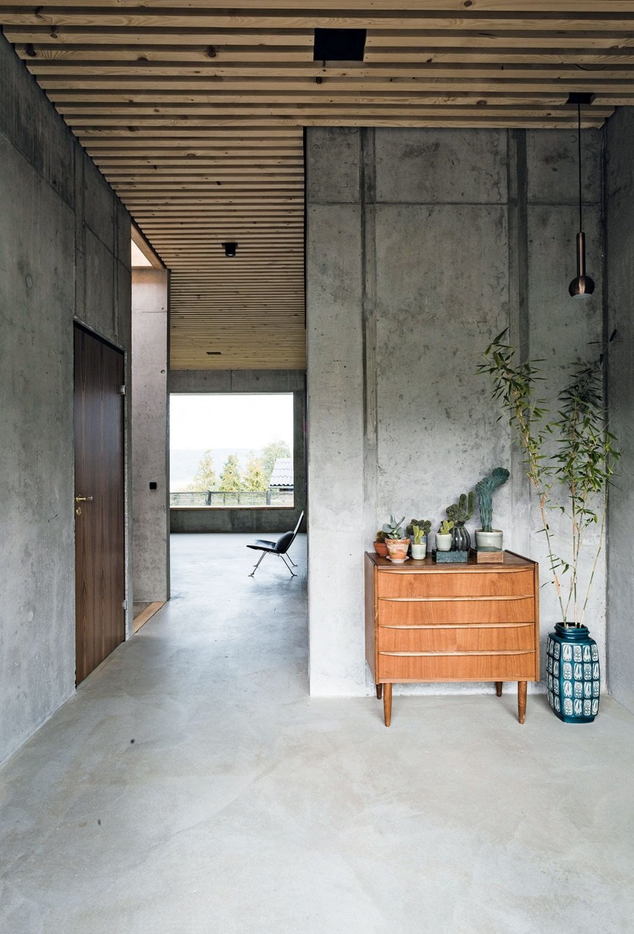 Бетон и дерево в интерьере