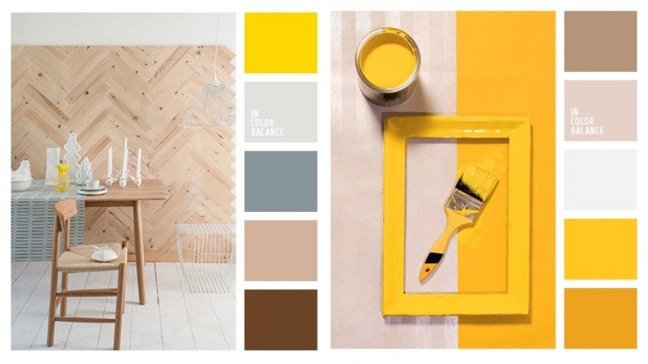 Сочетание цветов в интерьере таблица желтый