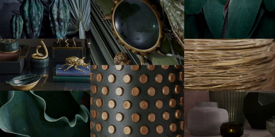 Сочетание зеленого и золотого в интерьере