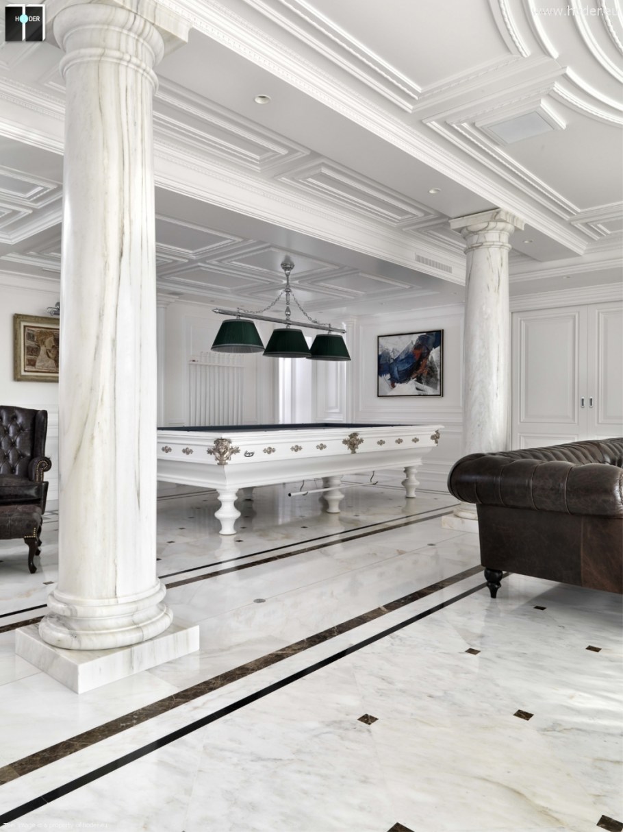 Белый мрамор в интерьере