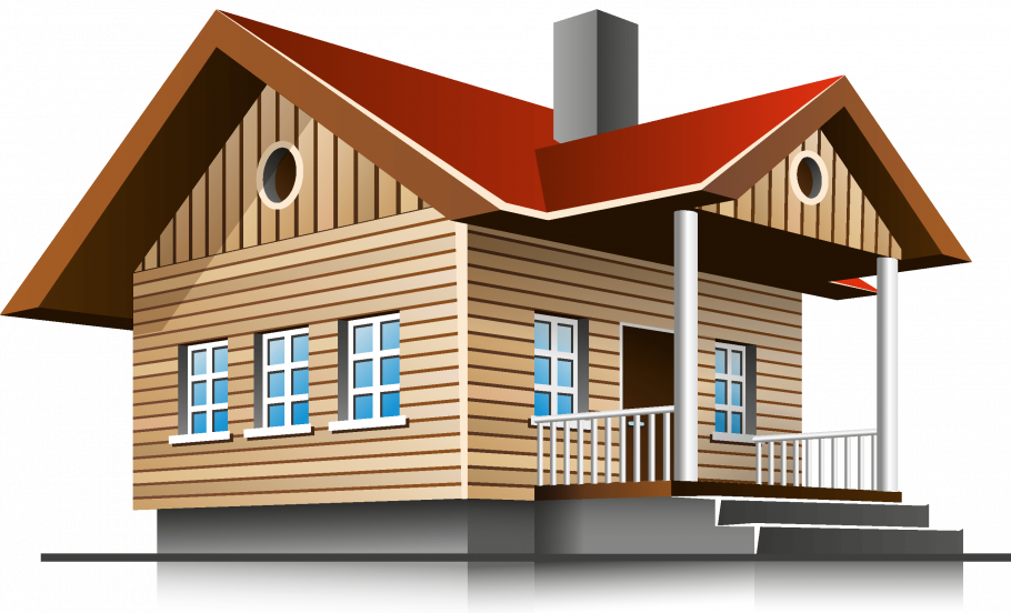 Деревянный дом на прозрачном фоне