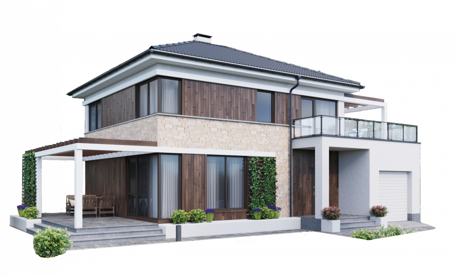 Частный дом на белом фоне