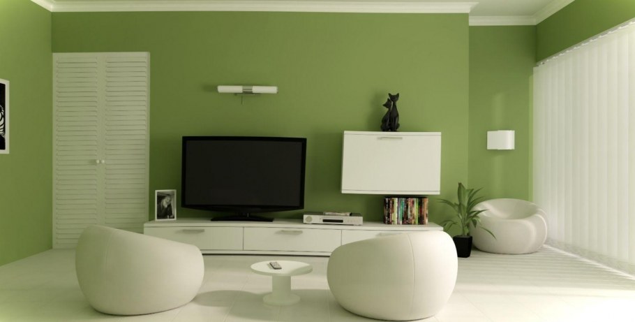 Покрашенные обои в интерьере