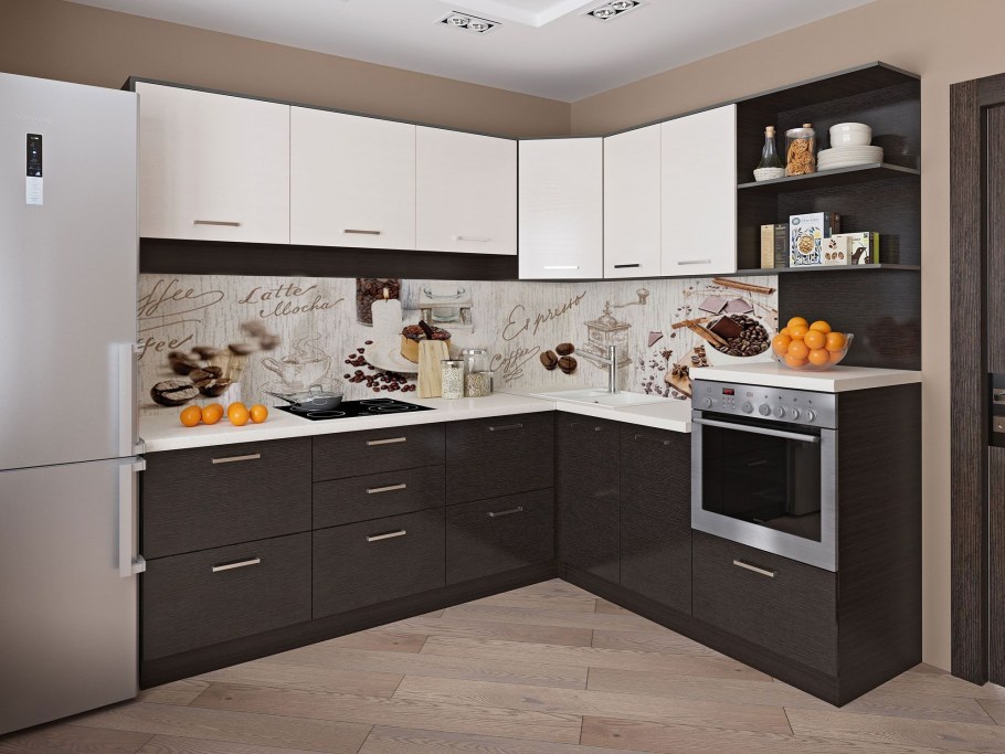 Кухня венге с бежевым