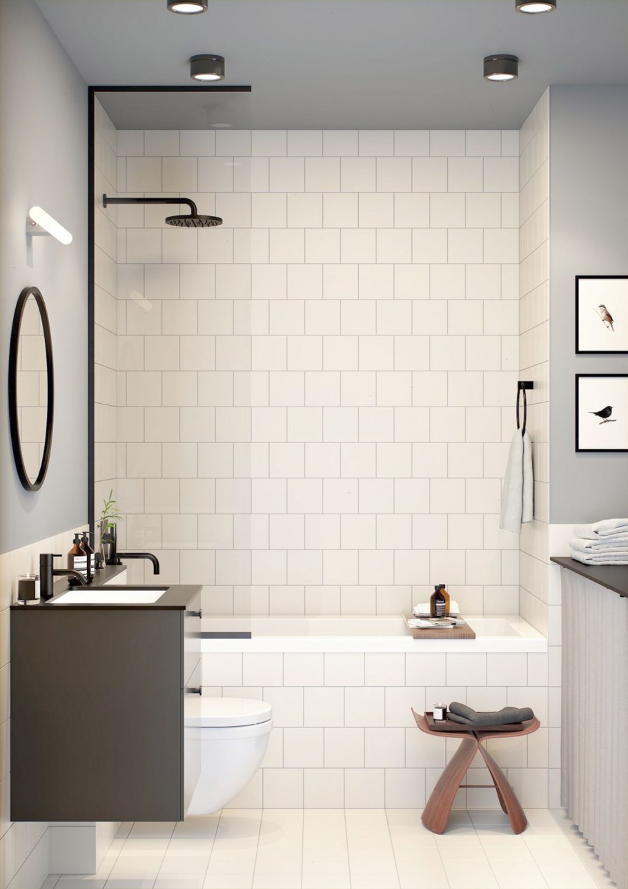 Частичная плитка в ванной