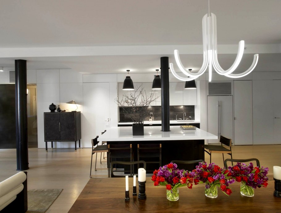 Подвесные светильники в квартире студии