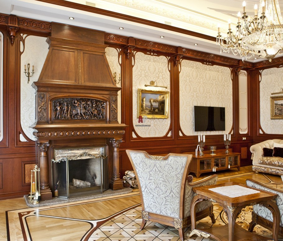 Ар нуво интерьер камин