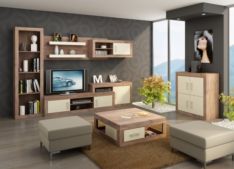 Современная гостиная сонома белый глянец