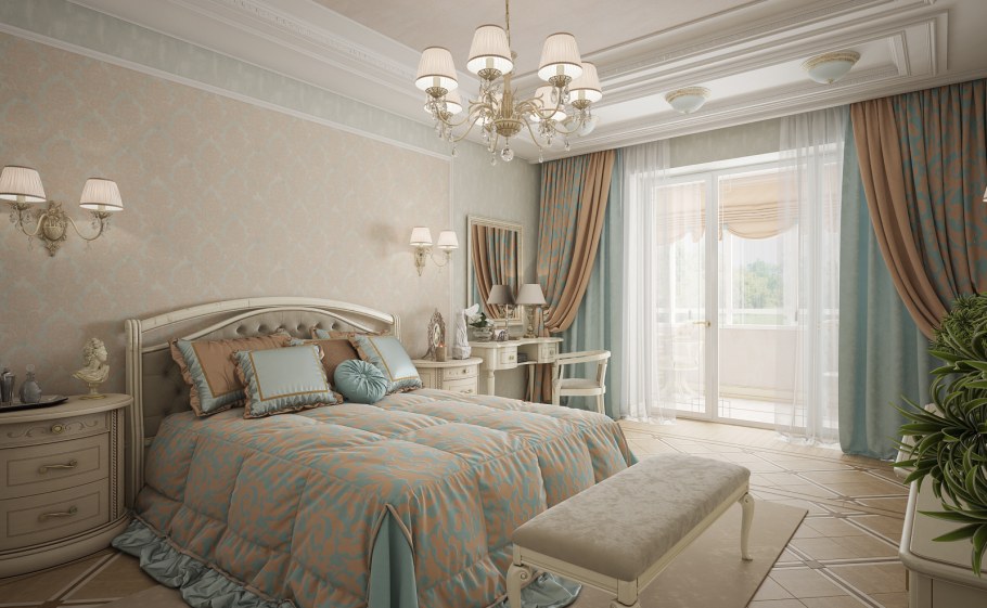 Текстильный интерьер спальни