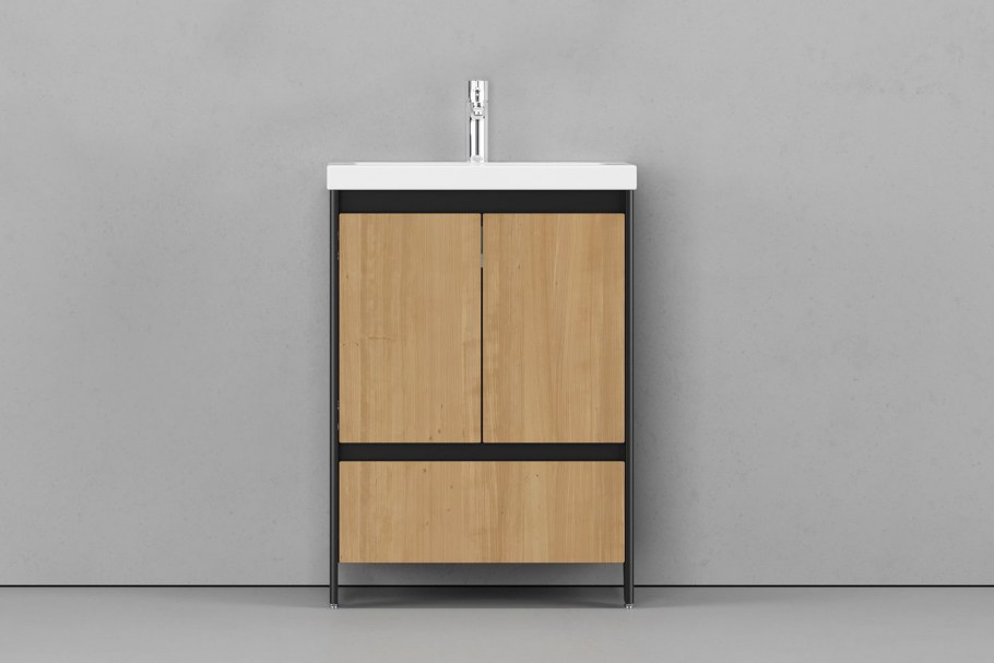 Ванная комната с деревянной столешницей